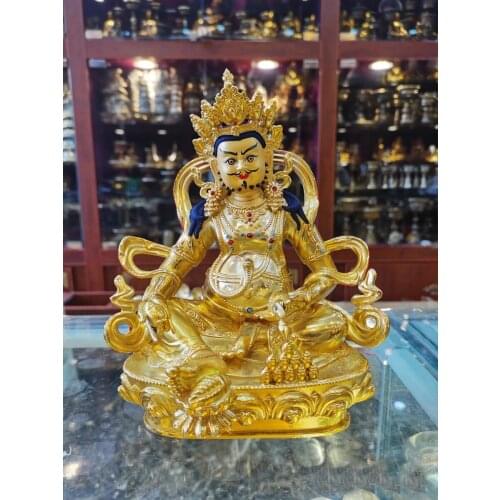 Wholesale Buddhist supplies high grade Gilding Yellow Jambhala God of wealth Buddha statue Bring wealth money Good luck