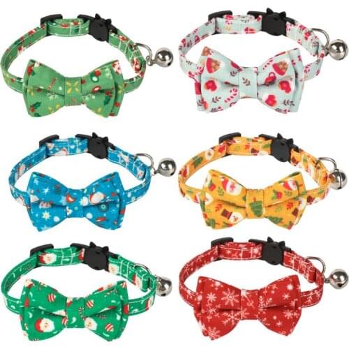 Pet Cat Dog Bowknot Collar With Bell Cats Puppy Necklace Christmas cat collar Pets Accessories For Small Medium Dogs Dropship
