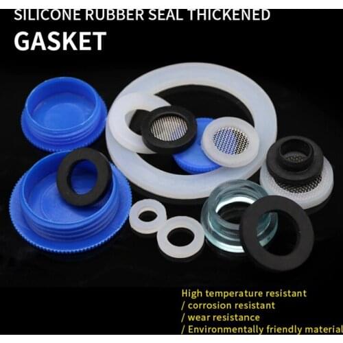 10pcs Flat Spacer O Ring Convex Gasket Seal Thickness 3mm Round Flat Washer With Mesh Filter Screen Silicone White Rubber Black