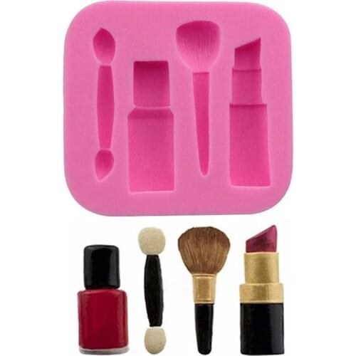 Lipstick eyebrow pencil blush brush makeup tool silicone fondant cake mold baking mold fondant lace