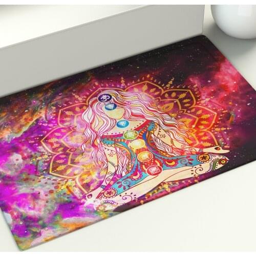Psychedelic Woman Floor Mat Home Meditation Area Rugs Bedroom Livingroom Decoration Bathroom Printed Doormat Carpets Diviner