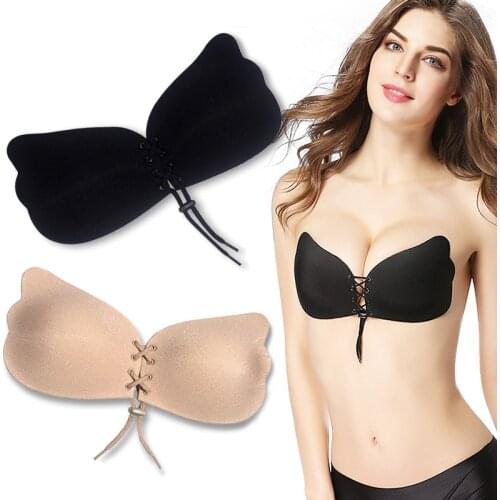 Plus Size E F G Bandage Self Adhesive Invisible Strapless Push Up Bra Top Stick Gel Silicone Bralette Sexy Deep V Bras for Women