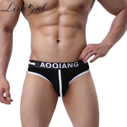 Sexy Men Underwear Briefs Low Waist Letter Underwear Male Panties Comfortable Breathable Underpants Solid Mens Undershorts X3