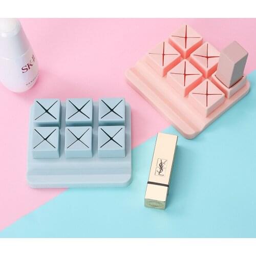 6 Grid Silicone Lipstick Storage Box Makeup Organizer Cosmetic Display Stand Make -up Brush Eyebrow Pencil Holder For Cosmetics