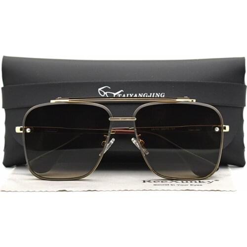 Classic Vintage Square Sunglasses Men 2021 Mach Six Style Oversized Designer Shades For Womens Gradient UV400 Eyewear With Case