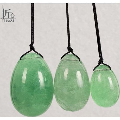 Drilled Natural Fluorite Yoni Egg crystal for Kegel Exercise Pelvic Floor Vaginal Muscle Exerciser Jade Egg Massage Ball 3 PCS