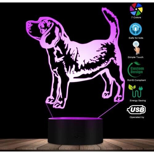 Custom Pitbull Name LED Night Lamp Decor Pit Bull Terrier Colour Changing LED Acrylic Light Dog Breed 3D Optical illusion Light