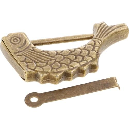Vintage Old Style Retro Padlock Jewelry Box Fish Pattern Lock for Home Decor