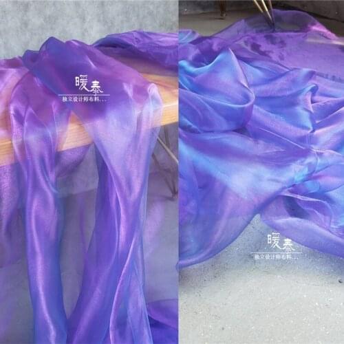 High-end Tulle Fabric Fluorescent Violet Hazy feeling Gloss DIY Veil Flower Background Decor Hanfu Dress Designer Fabric