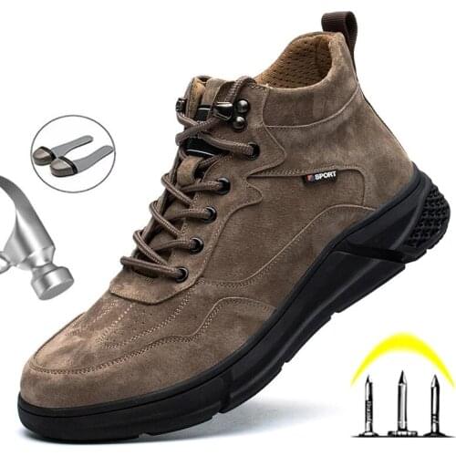 Safety Work Shoes Men Safety Shoes Steel Toe Puncture-Proof Work Safety Boots Plush Warm Winter Shoes Mens Boots Indestructible