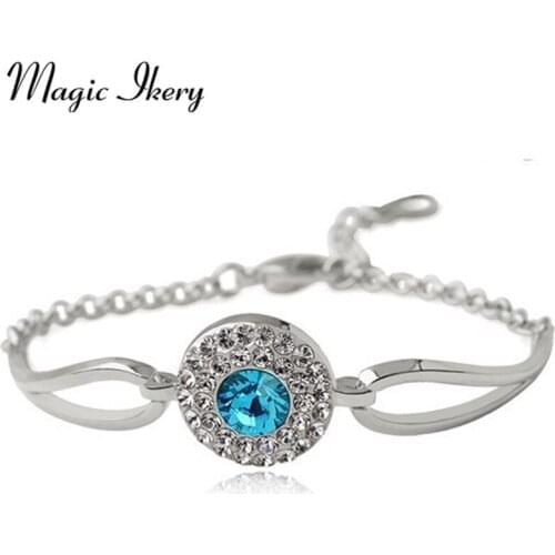 Magic Ikery 2017 Gold Color Rhinestone Crystal Vintage Round Bracelets & Bangles Fashion Jewelry for women MKY4347