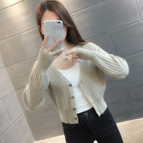 Sweater jacket womens 2021 spring and autumn new style Korean Slim Western style long-sleeved cardigan ladies casual tops