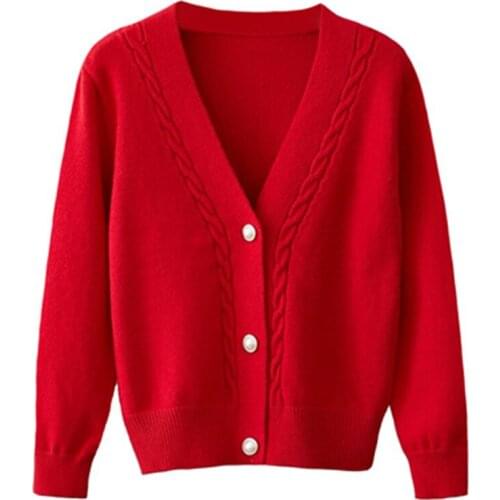 New Spring Autumn Womens Knitted Sweaters Solid Plus Size Lady Cardigans Long Sleeve Loose Female Outerwear V-Neck Lace Tops
