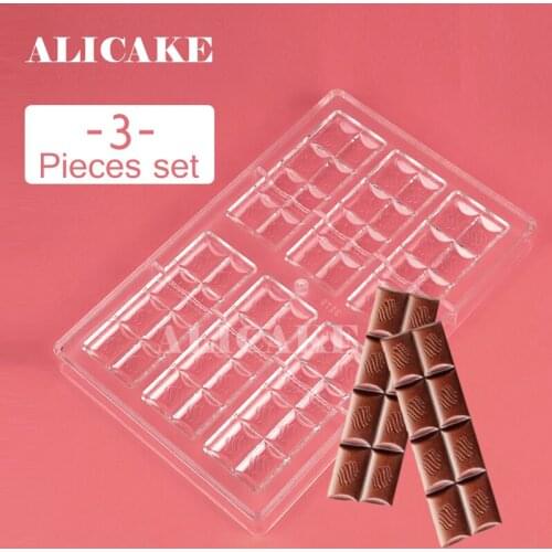 Three-piece Set Polycarbonate Chocolate Molds Bar Tray Form for Chocolate Moulds Plastic Baking Mold Pastry Bakeware Tools