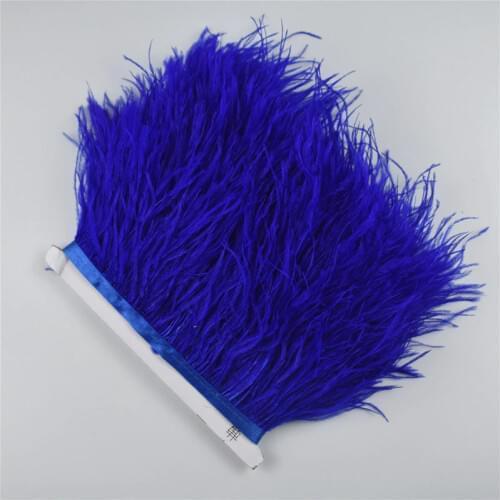 1M 5M 10Meter 8-10CM Royal blue ostrich feathers trims Ribbon Fringe White ostrich feather For Craft ribbon for skirt DIY Plumes