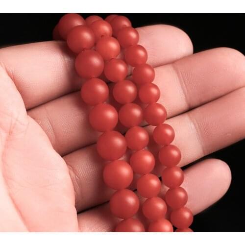 10Pcs Red Gem Round Agates Beads Natural Jewelry Polish Stones Wholesale Handmade For Charms Bracelet 6 8 10MM DIY Makings 21009