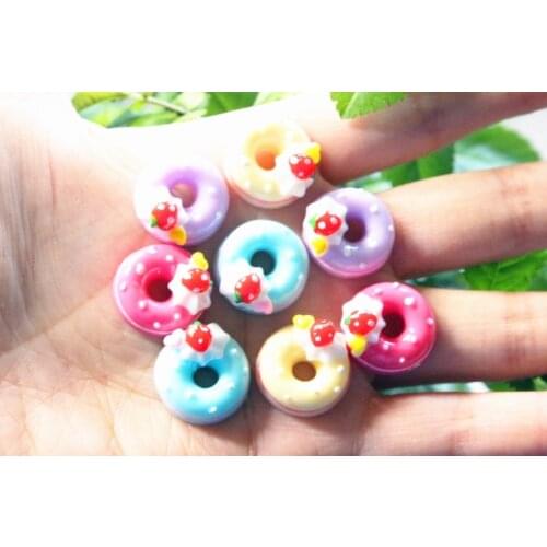 16pcs/lot flat back resin resin doughnut ,DIY resin craft accessories fashion resin cabochons