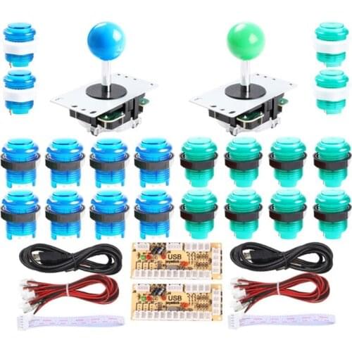2021 New DIY Arcade Game Control Board Kit 2 Players Joystick Game Kit with 20 LED Button