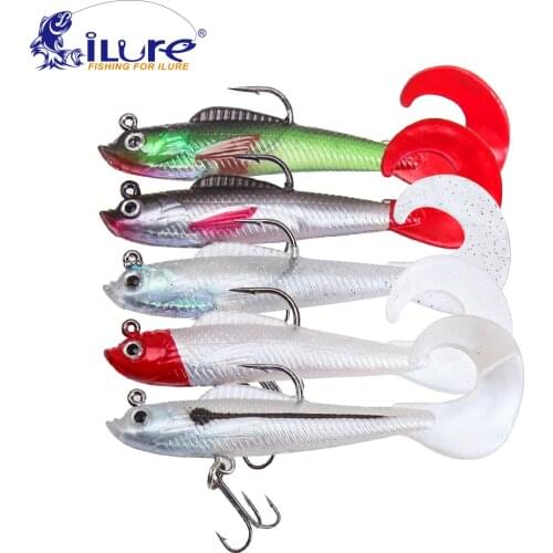 5 Pcs/lot 3D Eyes Fishing Lures Lead With Soft Fishing Lure Hook Lures Bass Bait Artificial baits wobblers rubber jig 8.5cm 9.5g