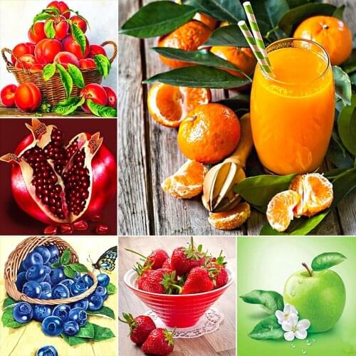 5D DIY Diamond Painting Fruit Cup Cross Stitch Kit Strawberry Lemon Full Drill Embroidery Mosaic Art Picture Crystal New Arrival