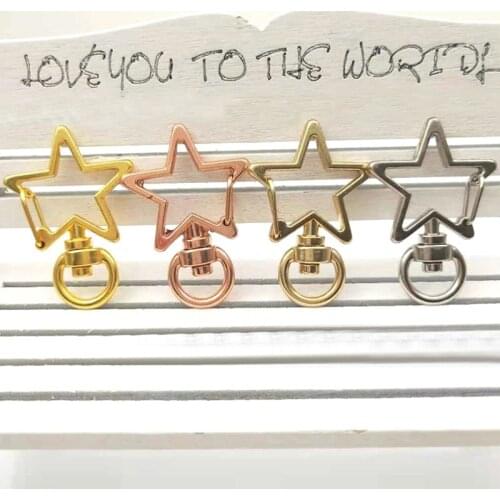 10pcs Five-pointed star heart-shaped hook chain key ring zinc alloy handmade DIY jewelry pendant