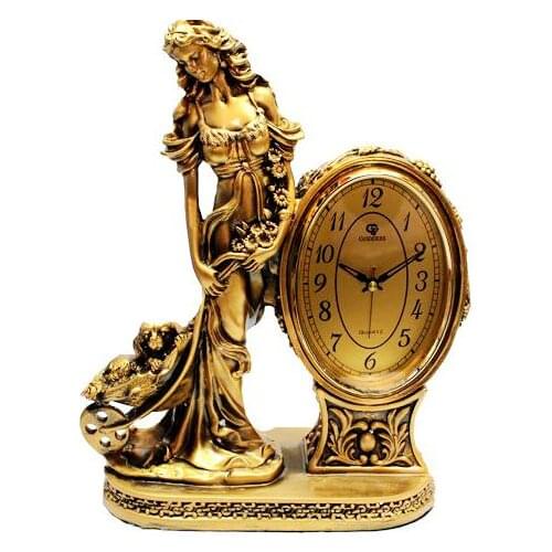 CLOCK RETRO-ANTIQUE SILENT HOME DECORATION EUROPEAN SEAT CLOCK LIVING ROOM CREATIVE CLASSICAL ARRANGEMENT ANTIQUE TABLE CLOCK
