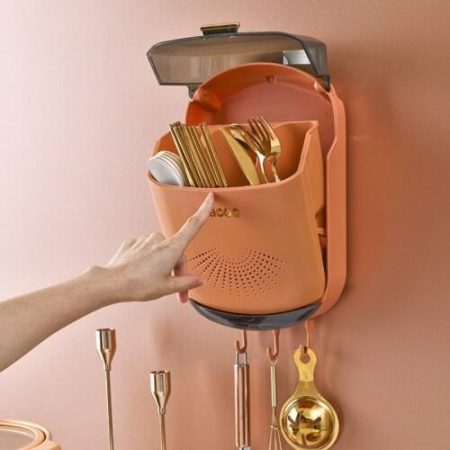 Cutlery Storage Holder Wall Mounted Tableware Drainer Rack Chopstick Knife Fork Utensil Drying Storage Rack Kitchen Organizer