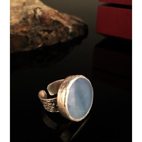 Dr Stone Natural Stone Women 'S Agate Stone Silver Plated Ring KRB12 372884507