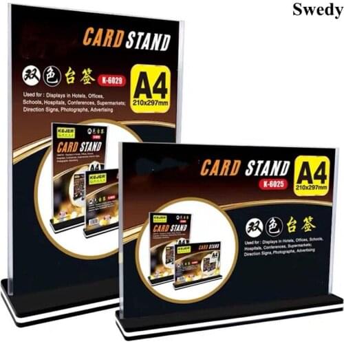 A4 Double Sided Acrylic Sign Holder 8.5 x 11 - T Shape Menu Holder Plastic Sign Holder for Signs, Brochure, Flyer, Menu Display