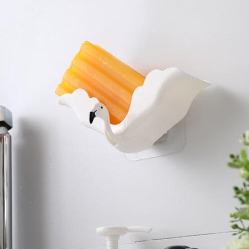 Flamingo Soap Dishes Tray Holder Soap Holder Bathroom Wall Mounted No Drilling Non Perforated Lovely Cartoon New Soap Box
