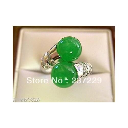 GOOD SHIPPING>>>@@ Wholesale price S ^^^^Beautiful Tibet silver natural green stone ring size 7-9