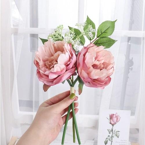 European-Style Pink Artificial Peony Flower High Quality Bouquet Wedding Home Table Decoration Silk Fake Flower Christmas Arrang