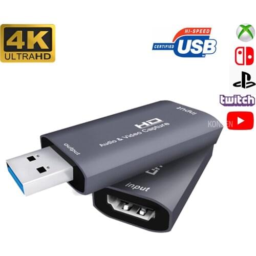 USB 2.0 Video Capture Card 4K HDMI-compatible Video Grabber Live Streaming Box Recording for PS4 XBOX Phone Game DVD HD Camera
