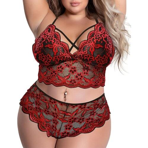 Sexy Erotic Lace Lingerie Set Underwear Cross Bralette Bra Panties Sleepwear Nightwear Pyjamas Intimates Costume Plus Size 4xl