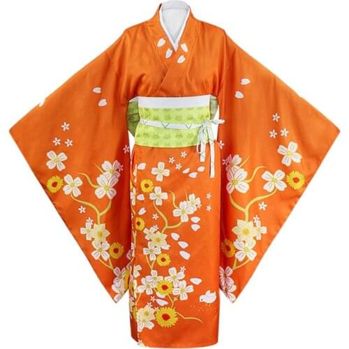 Saionji Hiyoko Cosplay Outfit Kimono Halloween Party Fancy Dress Costume with Hair Clips Bows