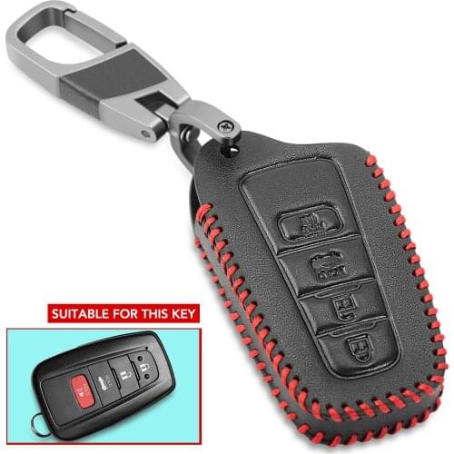 Leather Car Key Case For Toyota C-HR CHR 2017 2018 2019 Camry Prius Prado Smart Remote Fob Protect Cover Keychain Auto Accessory