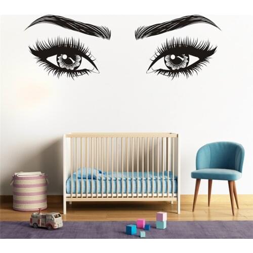 Creativity Hand Drawn Beauty Eyes Wall Stickers Pretty Eyelashes Wallpaper Mural Art Decals for Girl living room Sexy Sticker