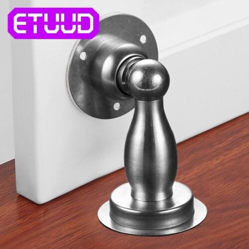 Stainless Steel Magnetic Door Stopper Nail-free Magnet Door Stops Anti-Collision Toilet Holder Catch Doorstop Furniture Hardware