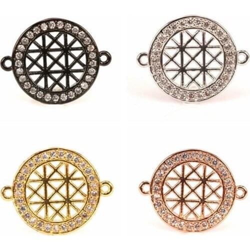 Micro pave Round connector Beads link clear CZ Fashion bead Cubic Zircon CZ space Unisex Bracelet Hand Chain Anklet