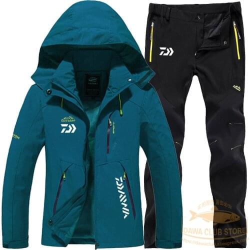 DAWA Fishing Suit Mens spring and autumn single-layer thin jacket and pants suit Men Waterproof Windproof Mountaineering Clothe