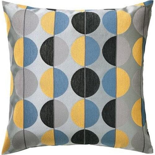Cushion Throw Pillow Cover Blue Yellow Gray Black 18 X 18" with Zipper