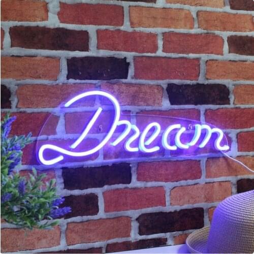 Custom Dream Neon Sign Light LED Wall Hanging Acrylic Inspiring Decoration Indoor for Home Room Bedroom Teenager