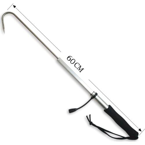 New Ice Fishing Rod Spear Hook Tools Telescopic Retractable Fish Gaff Stainless Steel Portable Sea Boat Fishing Grip Tackle 60cm