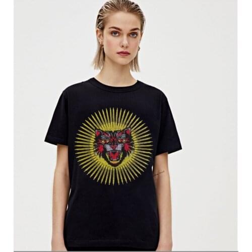 2021 New T Shirt Diamonds Tops Tee Shirts For women Fashion T-shirts girls 100% cotton Short sleeve tshirt