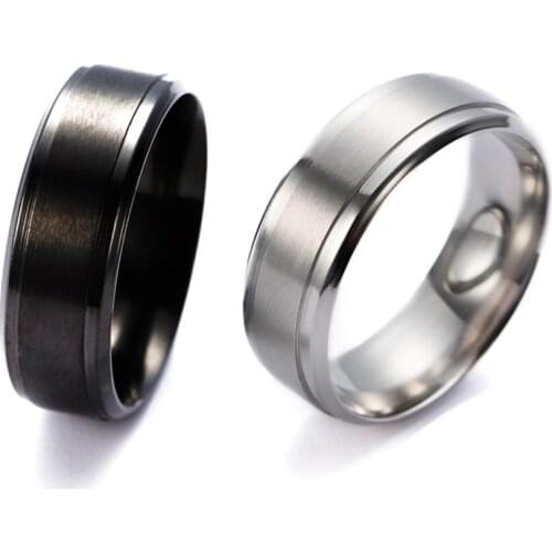 2021 New Classic Matte Black Silver Color Stainless Steel Ring For Men Women 6mm Width Promise Wedding Jewelry Gifts