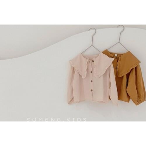 2021 New Stylish Girls Ruffles Shirt Blouse Cotton Full Sleeve Autumn Girls Top Kids Clothes 1-7 Years