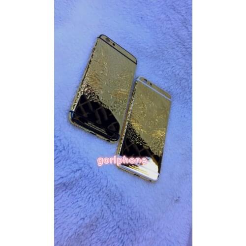 New Good Quality Middle Frame Rear Door Housing for iphone 6/6s plus 24k real Gold Chassis Back Cover with leopard lion design