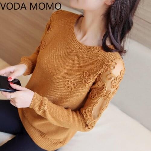 Embroidery Solid White and Black Tops Sweaters hollow out Winter Long Sleeve Turtleneck Pullovers Womens Sweaters Femme Clothing
