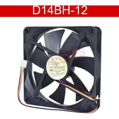 Original D14BH-12 140*140*25mm DC12V 0.70A (GP) 4 Wire/2 Wire Temperature Control Fan