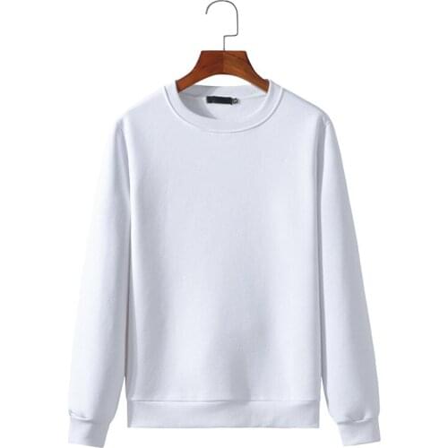 PARKLEES Men Woman Solid Color O-Neck Sweatshirt Casual Loose Hoodie Harajuku Streetwear Velvet Pullover White Tops Korean Pop